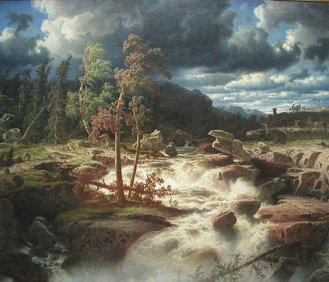 marcus larson Waterfall in Smaland Sweden oil painting art